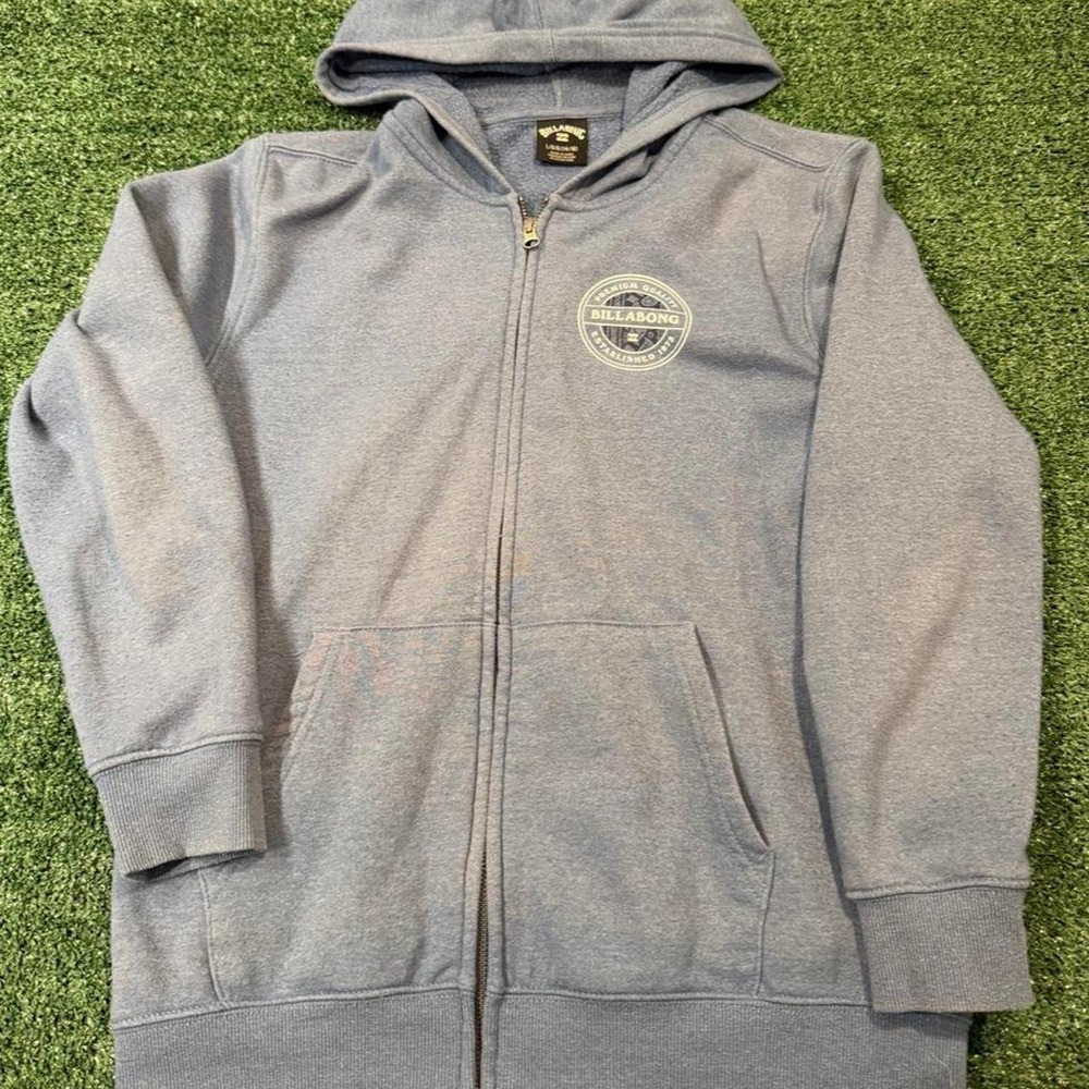 Billabong light blue zip up hoodie